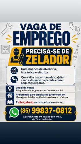 VAGA PARA ZELADOR