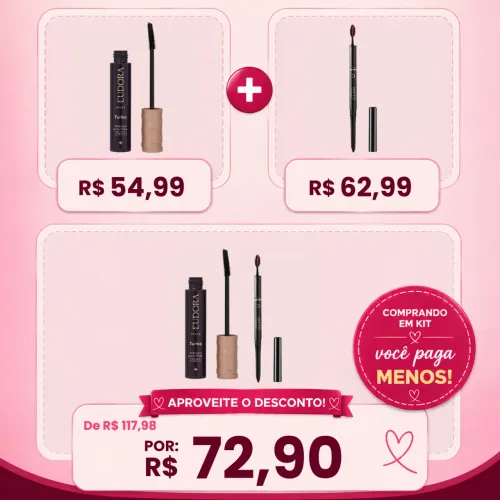 Kit Eudora Olhar Marcante (máscara de cílios + lápis para sobrancelha)