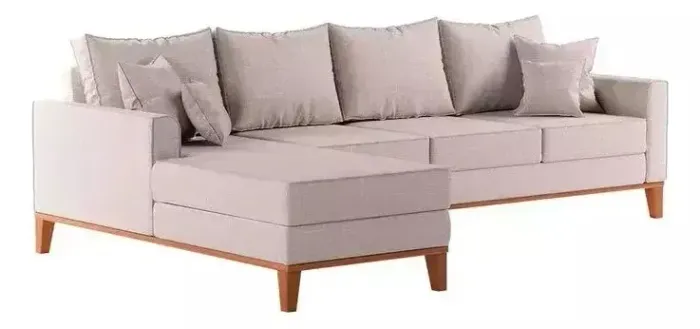 Sofá 4 lugares beny com chaise esquerda ou direito linho cru