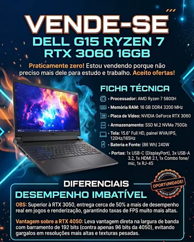 Dell G15 Ryzen 7 RTX 3060 16gb