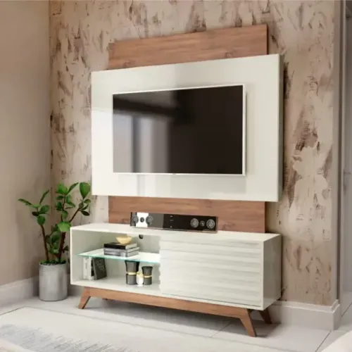 Painel para TV Até 65 Polegadas com Rack 1 Porta 100% MDF