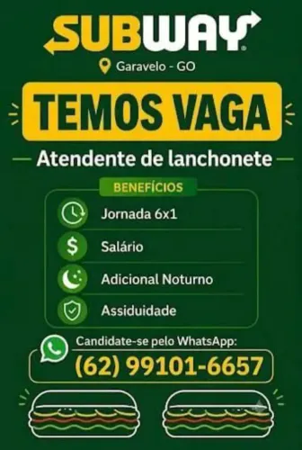 Vaga para atendente disponível