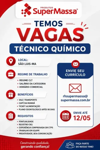 Vaga para Técnico Quimico