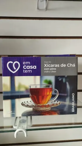 Jogo de Xícaras de Chá com Pires - Vidro Clear (3 peças)