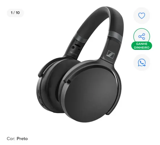 Fone Sennheiser Hd 450se Bluetooth 5.0 Wireless Anc Preto - Original 