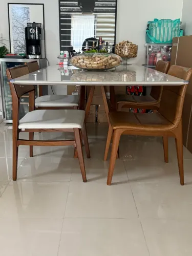 Tampo de mesa Rudnick - 2,20m x 1,10m - MDF laqueado com Vidro