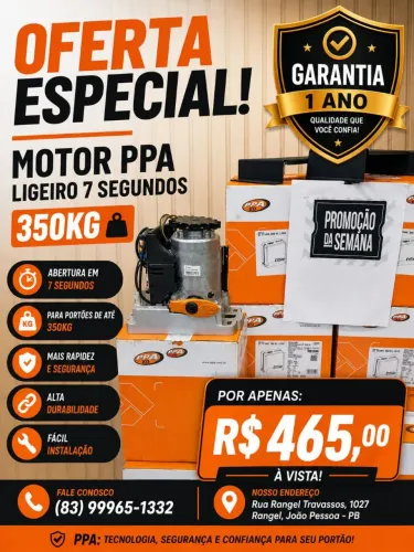 MOTOR PARA PORTAO PPA DZ STARK 350KG LIGEIRO 7 SEG VALOR COM INSTALACAO JÁ INCLUSA