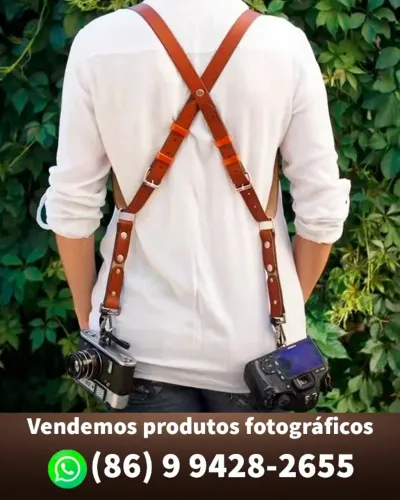 Alça para Camera Fotografica dupla em Couro (produto novo)