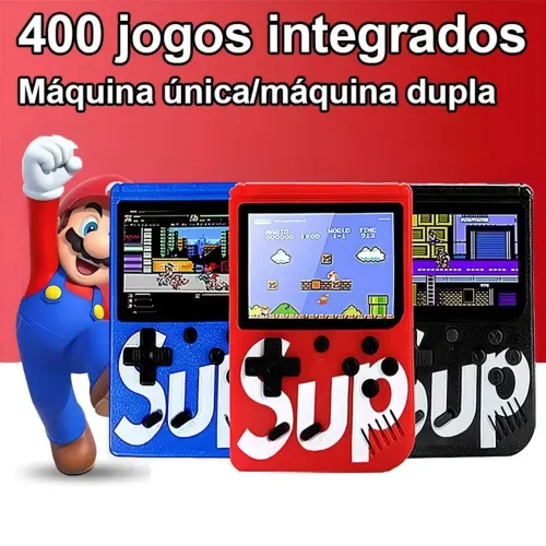 Game Retrô Portátil 400 Jogos Tela 3 Pol Conecta TV e Controle