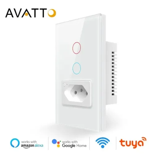 Interruptor Smart Avatto Tuya Wi-Fi + Tomada (Padrão BR)