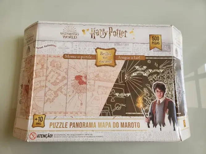 Quebra cabeças harry potter mapa do maroto 500 peças brilha no escuro semi novo completo