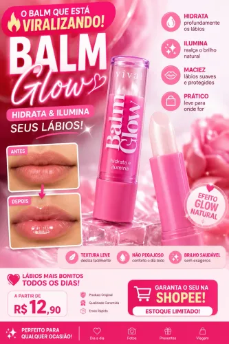 Balm Glow Vivai - Hidratante Labial com Efeito Glow Natural