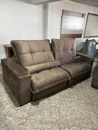 Sofá Coliseu Retrátil Reclinável 2,90m Pillow 30cm Luxo Aconchegante
