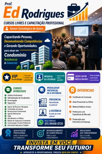 Cursos VIP Área Condominial Residencial e Comercial - Presencial ou a Distância