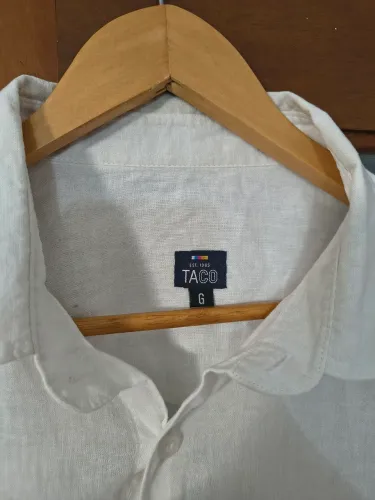 Camisa social linho/poliéster branca tac