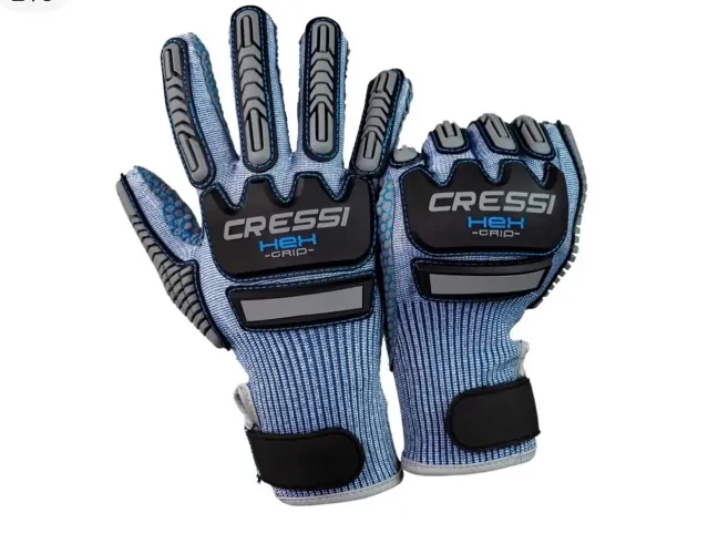 Luva De Mergulho Cressi Hex Grip Azul Tamanho G