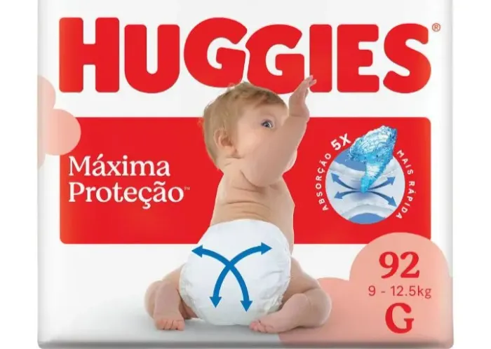 Pacote de Fraldas Huggies Máxima Proteção G 92 und - Fechado - Novo
