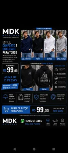 Moletom com Personalização com caimento perfeito, conforto e qualidade!