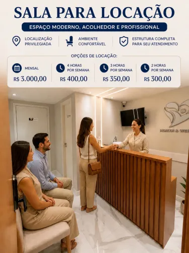 Excelente Sala Comercial Mobiliada. Ideal para consultório médico e serviços estéticos.