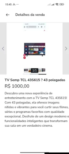 tv tcl 43 polegadas SEM CONTROLE