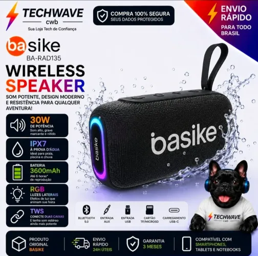 Caixa de som 30w Bluetooth basike novo caixa lacrado