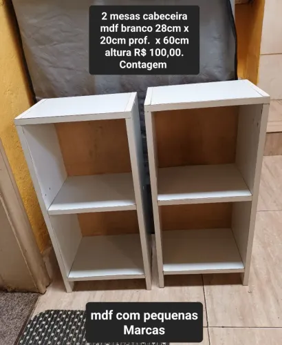 2 Mesas(par) cabeceira ou criado branco
