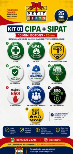 Mini Botons CIPA e SIPAT Personalizados para Empresas