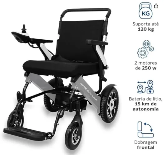 CADEIRA MOTORIZADA DE ALUMÍNIO 120 KG D3000 SUPER LIGHT DELLAMED