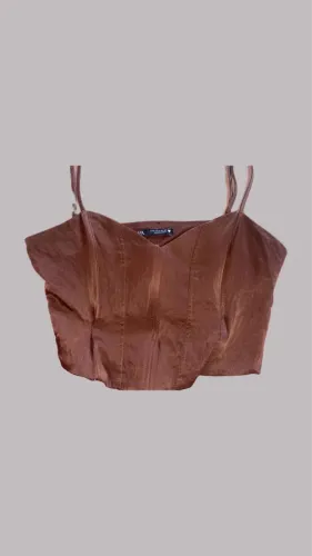 Cropped corset marrom