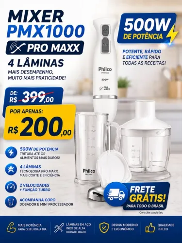 Mixer Pmx1000 4 Lâminas Pro Maxx 2 E 1 500w Cor Branco