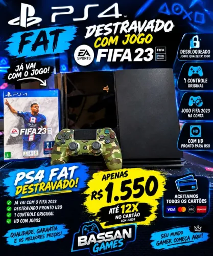 Ps4 fat desbloqueado 1 controle