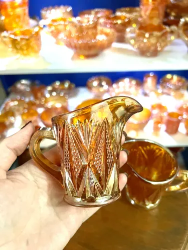 Par de Cremeiras Carnival Glass