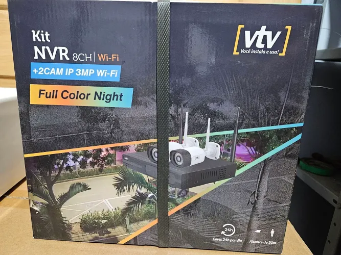 2 Câmeras de segurança wi-fi com gravador 8 canais wi-fi