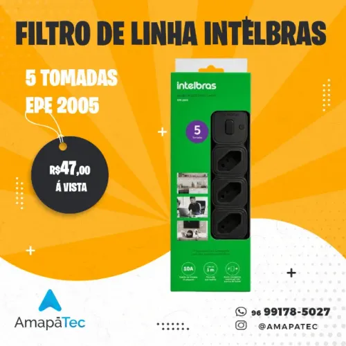 Filtro de linha Intelbras com 5 Tomadas