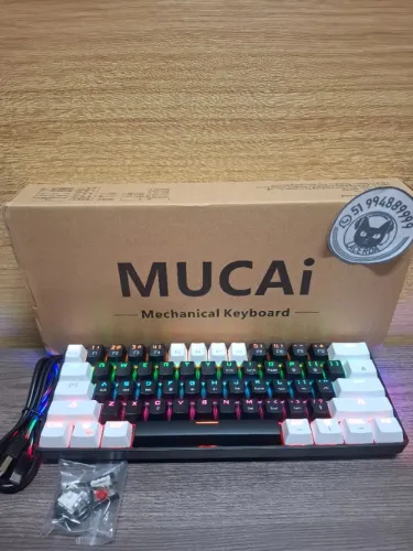 Teclado Mecânico Mucai MK61, 60%, Rainbow, Barra lateral RGB, Switch red(vermelho) [NOVO]