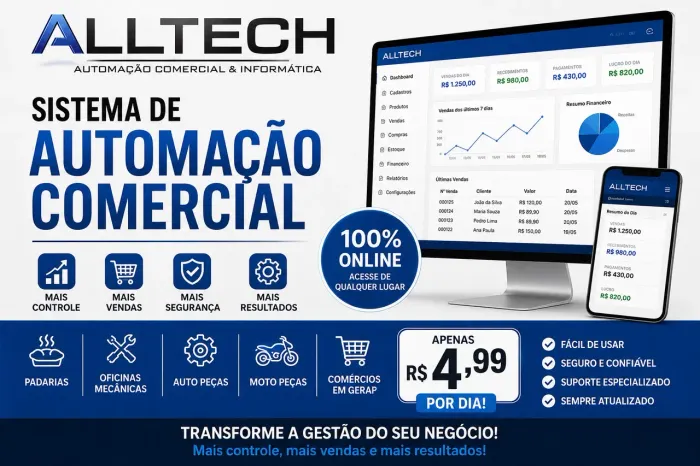 Sistema para Mercadinho, padaria, oficina, loja de roupas