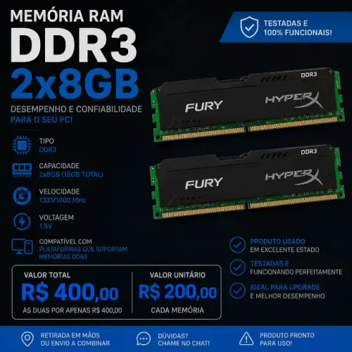 MEMÓRIA DDR3 2X8GB