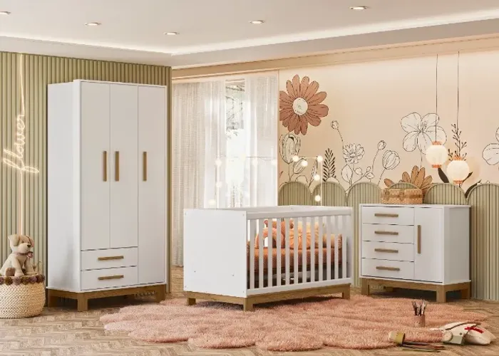 Jogo de Quarto para Bebe com Berço Mini Cama Q Encanto Slim