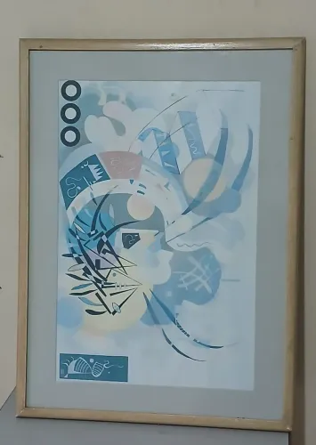 Quadro Decorativo Abstrato Geométrico em Tons de Azul