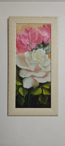 Quadro flores com moldura branca