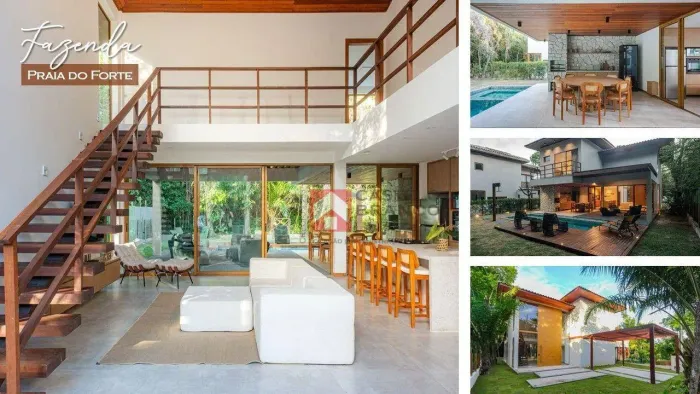 Fazenda Praia do Forte Casa Mobiliada e Decorada, em Condomínio Fechado, com 04 Suítes e