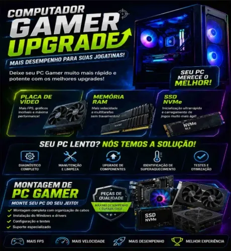Monte seu computador ! Peças ssd, placa de vídeo, gabinete, memória ram, e Windows