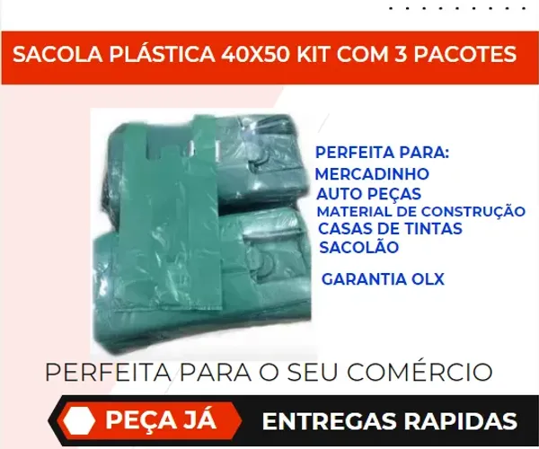 SACOLA PLÁSTICA 40X50 KIT COM 3 PACOTES