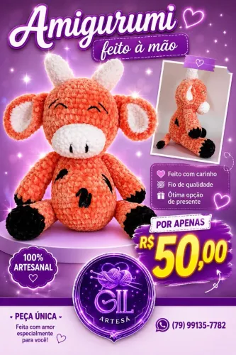Vaca Amigurumi Pelúcia