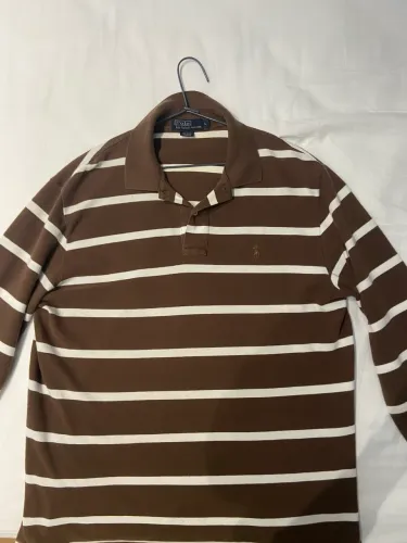 Polo Ralph Lauren Manga Longa Listrada Marrom  