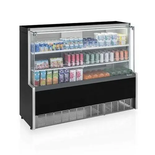 Balcão 1,75m Vidro Reto Refrigerado 2 Placas Frias Preto GPDA-175R PR - Gelopar