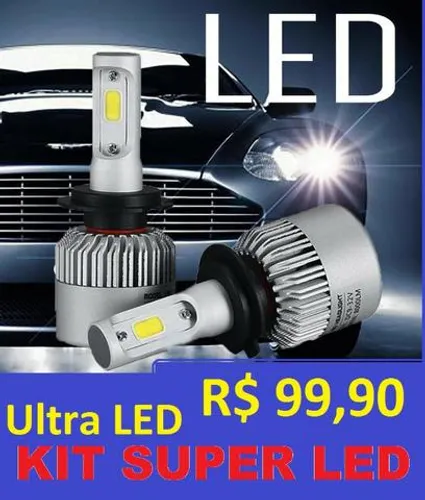 Kit Lâmpada Super LED Headlight H1 H3 HB4 H4-2 H7 H8 H9 H11 H27 6000K 12V 24V