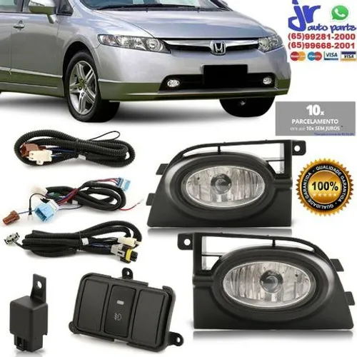 Kit Farol de Milha New Civic 06 07 08 Auxiliar Neblina