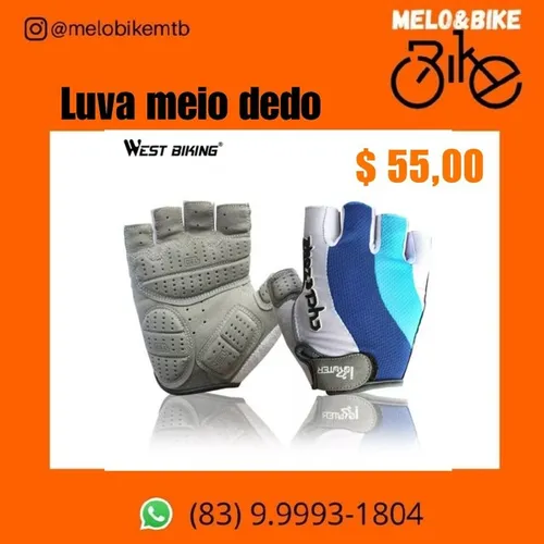 Luvas meio dedo em gel azul ou vermelho