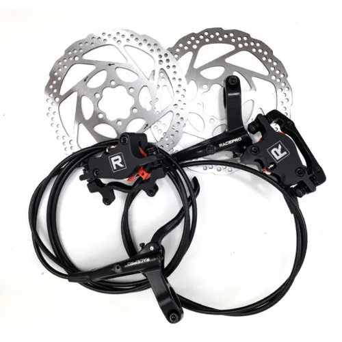 Freios À Disco Hidráulico Bicicleta RacePro Completo com Rotores 160mm 6 furos 9002